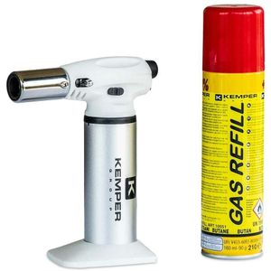 Navulbare gaskeukenbrander + 160ml gaspatroon Piëzo-ontsteking Regelbare vlam KEMPER - grijs 8008004132958