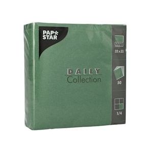 PAPSTAR, Servetten "DAILY Collection" 1/4 vouw, 2 laags, 32 cm x 32 cm donkergroen - groen Papier 4002911831465