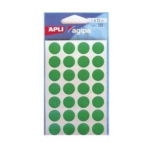 Agipa ronde etiketten in etui diameter 15 mm, groen, 168 stuks, 28 per blad - 3270241118414