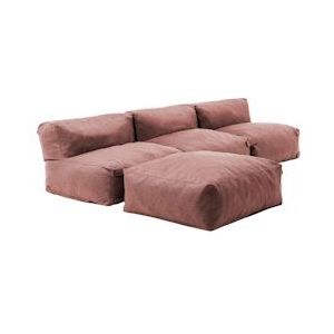 Oviala Business 4-persoons terracotta vaste modulaire hoeklounge - bruin Polyester 111428