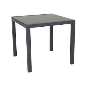 SVITA Aluminium tuintafel met glazen blad Balkontafel tuinmeubelen Grijs - zwart Aluminium 99521