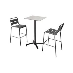 Oviala Business Set van hoge tafel in grijs betonlaminaat en 2 grijze hoge stoelen - grijs 110516