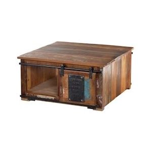 SIT Möbel Coffee Table Chest | 2 schuifdeuren | antiek hout kleurrijk gelakt | metaal zwart | B 80 x D 80 x H 40 cm | 11394-98 | Serie JUPITER - meerkleurig Multi-materiaal 11394-98