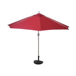 Mendler Parla halfronde parasol, balkonparasol, UV 50+ polyester/aluminium 3kg ~ 270cm bordeaux met voet - rood Textiel 35138+35128