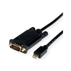 ROLINE Cable Mini DisplayPort - VGA, Mini DP M - VGA M, zwart, 3 m - zwart 11.04.5978