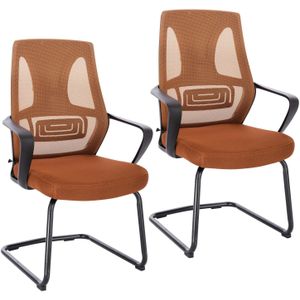 SVITA DELTA set van 2 bezoekersstoelen bruin - bruin Polyester 91258