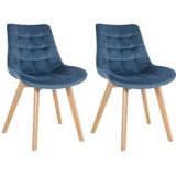 CLP Set van 2 eetkamerstoelen Brook fluweel blauw - 323027