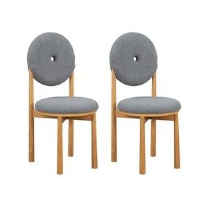 Merax eetkamerstoel set van 2 sherpa stof donut stoel eenvoudige woonkamer slaapkamer stoel rubber houten poten grijs - grijs Multi-materiaal WF317812AAE