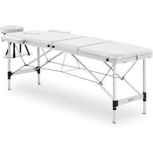 HELLOSHOP26 Massagetafel aluminium frame PVC coating opvouwbaar wit 14_0003637 - 3000234108982