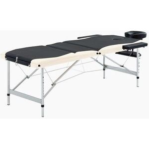 HELLOSHOP26 3-zone opvouwbare massagetafel in zwart en beige roestvrij staal 02_0001821 - 3000089071530
