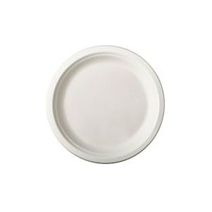 Papstar Bord "pure", rond, wit, diameter 15 cm, uit suikerriet, pak van 50 stuks - wit Natuurlijk materiaal 87432