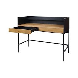 Mendler Bureau HWC-J79, bureautafel computertafel werktafel, lade 120x50cm hout metaal ~ eiken look - bruin Hout 86645+83234