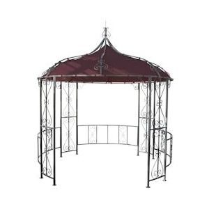 Mendler Pergola Almeria, rond tuinpaviljoen, stevig stalen frame Ø 3m ~ roodbruin - rood Metaal 77127+77128+77118