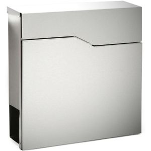 HELLOSHOP26 Designbrievenbus van roestvrij staal met krantenvak en zilveren roestvrijstalen paal 16_0000094 - zilver 3000970399781