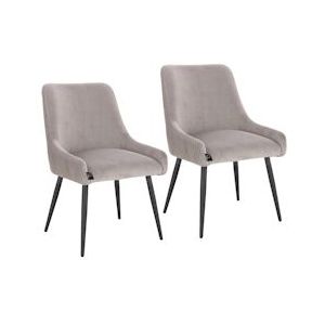 SVITA ISABELLE set van 2 eetkamerstoelen gestoffeerde stoel rugleuning fluweel grijs - grijs 91322