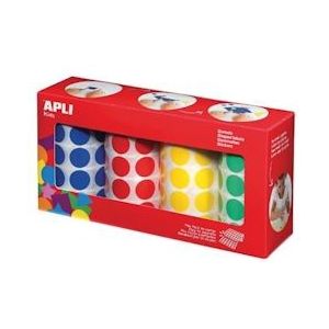 Apli Kids stickers XL cirkels, diameter 20 mm, doos met 4 rollen in 4 kleuren - blauw Papier 8410782137931