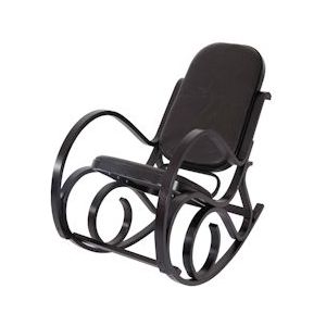 Mendler Schommelstoel M41, schommelstoel TV fauteuil, massief hout ~ walnoot look, patchwork leer bruin - bruin Massief hout 12261