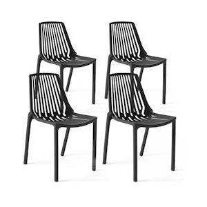 Oviala Business Set van 4 zwarte plastic stoelen - Oviala - zwart Kunststof 103522