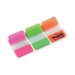 Post-it Index Strong, ft 25,4 x 38 mm, set van 3 kleuren (roze, groen en oranje), 22 tabs per kleur - 686-PGO