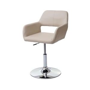 Mendler Eetkamerstoel HWC-A50 III, stoel keukenstoel, retro jaren 50, kunstleer ~ crème, chromen onderstel - beige Synthetisch materiaal 63927