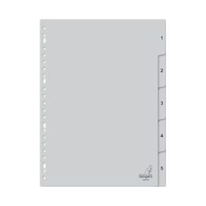 Kangaro tabblad A4 cijfers PP 120 micron 23r. 5dlg grijs - grijs Polypropyleen, kunststof G405CM