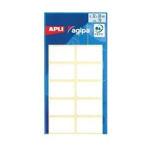 Agipa witte etiketten in etui ft 20 x 32 mm (b x h), 70 stuks, 10 per blad - 3270241119107