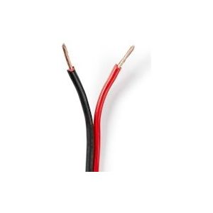 Nedis Speaker-Kabel - 2x 1.50 mm² - CCA - 100.0 m - Rond - PVC - Rood / Zwart - Folieverpakking - 5412810312528