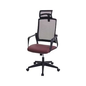 Mendler Bureaustoel HWC-J52, draaistoel bureaustoel, ergonomische hoofdsteun, kunstleer ~ bordeaux-rood - rood Synthetisch materiaal 81067