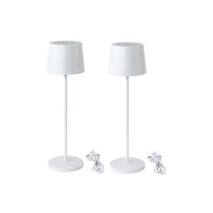 METRO Professional LED tafellamp set van 2, aluminium/polycarbonaat, Ø 11,5 x 38,5 cm, aansluiting voor USB & laadstation, dimbaar, waterdicht, wit - wit Aluminium 486273