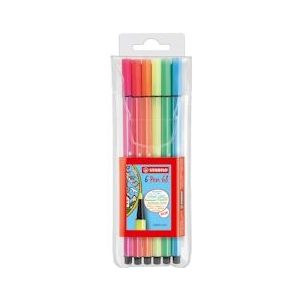 STABILO Pen 68 Neon, etui van 6 stiften in geassorteerde kleuren - 6806-1