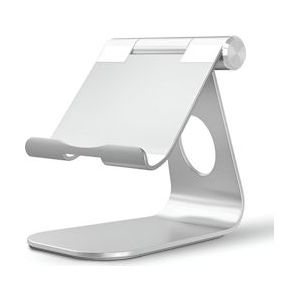 TOJ Aluminium Tabletstandaard - Verstelbare Tablethouder - Telefoonhouder - Statief - Zilver - zilver Aluminium 8720211261602