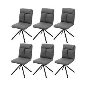 Mendler Set van 6 eetkamerstoelen HWC-G58, keukenstoel, draaibare autostoel textiel/stof ~ grijs - grijs Textiel 6x71735