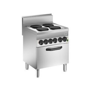 Gastro-Inox 650 HP Kooktoestel | 4 Kookplaten | Met Elektrische Oven 700mm | 1/1 GN  | 12.4kW | 700x650x870(h)mm - GI-160.019