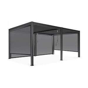 Oviala Business 3 x 6 m vrijstaande bioklimatologische pergola met 4 grijze luifels - grijs Aluminium 109335