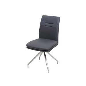 Mendler Eetkamerstoel HWC-H70, keukenstoel relaxstoel, stof/textiel roestvrij staal geborsteld ~ donkergrijs - grijs Weefsel 73920