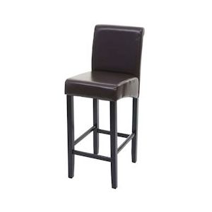 Mendler Barkruk HWC-C33, barkruk counter stool, hout ~ bruin, donkere poten, leer - bruin Leer 74525