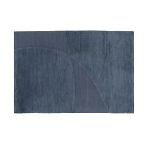 Oviala Business Rechthoekig wollen vloerkleed met blauw handgeweven patroon 200 x 290 cm - blauw Textiel 108584