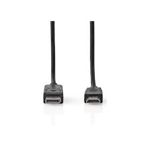 Nedis DisplayPort-Kabel - DisplayPort Male - HDMI Connector - 4K@30Hz - Vernikkeld - 2.00 m - Rond - PVC - Zwart - Label - 5412810427987