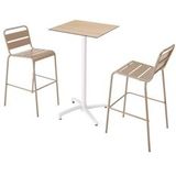 Oviala Business Set van naturel eiken laminaat hoge tafel en 2 taupe stoelen - grijs 110559