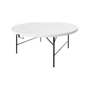 METRO Professional Outdoor bankettafel, staal / polyethyleen, Ø 180 x 74 cm, inklapbaar, waterbestendig, wit - wit Kunststof 4894926103329