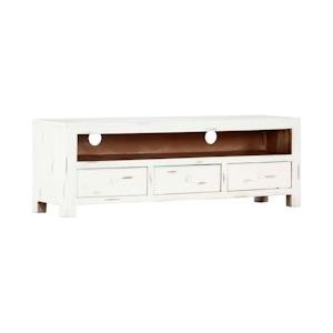 vidaXL TV kast wit 120 x 30 x 40 cm massief acaciahout - 247746