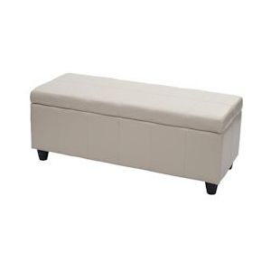 Mendler Kriens opbergkist, zitbank, kunstleer, 45x114x45cm ~ crème - beige 74623