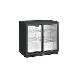 METRO Professional Barkoelkast GBC3102, Aluminium / Glas, 90 x 52 x 86,5 cm, 198 L, luchtkoeling, 160W, met slot, 2-deurs, zwart - zwart Multi-materiaal 113902