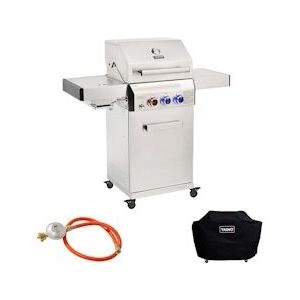 TAINO PLATINUM 2+1 gasbarbecueset hoes gasregelaar RVS keramische brander - zilver Roestvrij staal 95502