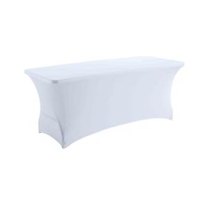 Oviala Business Witte elastische hoes voor 8-persoons klaptafel 180cm - Oviala - wit Polyester 101470