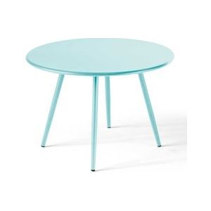 Oviala Business Turquoise metalen ronde salontafel 40 cm - blauw Staal 109822