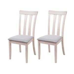 Mendler Set van 2 eetkamerstoelen HWC-G46, keukenstoel stoel, stof/textiel massief hout ~ licht frame, grijs - grijs Massief hout 71525