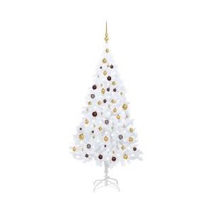 vidaXL Kunstkerstboom met LED's & kerstballen wit 180 cm PVC - 3077541