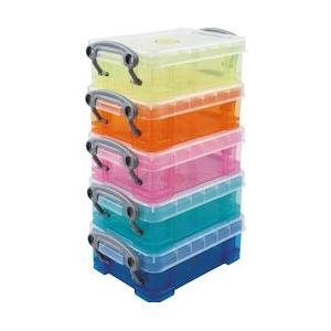 Really Useful Boxes Opbergdoos set van 5 x 0.2 liter assorti kleuren - geel 5060024802771