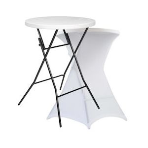 Oviala Business Inklapbare bijzettafel met wit tafelkleed - wit Kunststof 103618